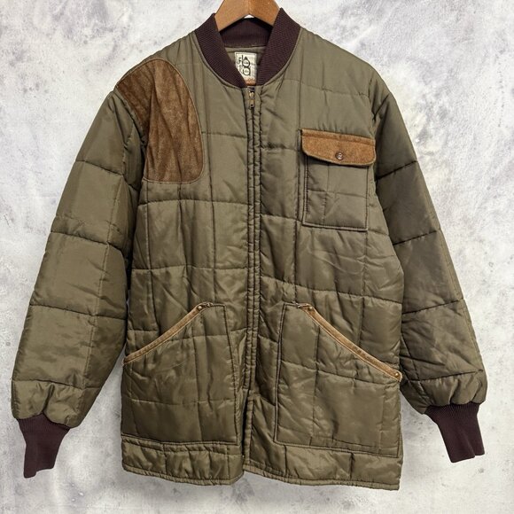 Vintage Bob Allen Shooting Jacket Mens L Brown Quilted Insulated Gun Club - Picture 1 of 14